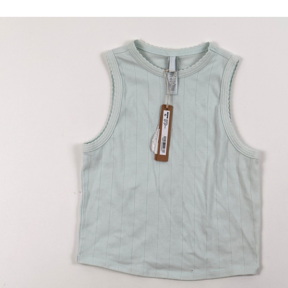SKIMS Tank Top Pointelle Ribbed Glacier Blue XS NWT